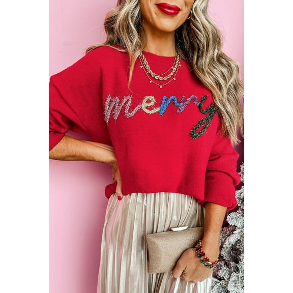 Redhotype Stylish Red Print Sweater: Drop Shoulder, Cozy & Chic!