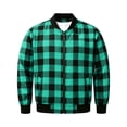 thumbnail image 5 of ZCFZJW Mens Plaid Flannel Jackets Trendy Fall Long Sleeve Full Zip up Windbreaker Coat Lightweight Casual Stand Collar Outwear Jacket with Pockets A-Green S, 5 of 8