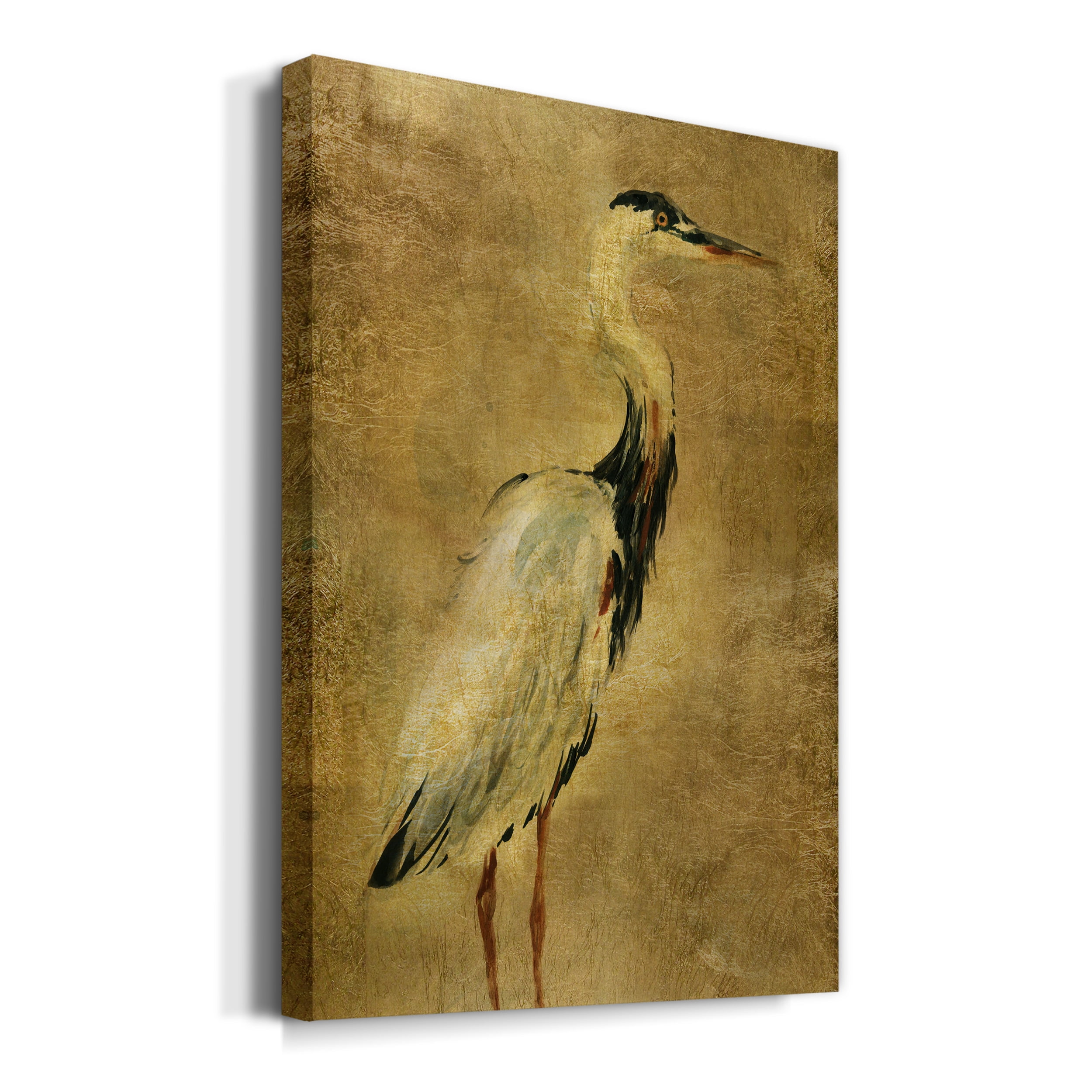Gold Crane at Dusk I Premium Gallery Wrapped Canvas - Ready to Hang - 12 x 18