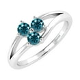 thumbnail image 2 of V3 Jewelry® 925 Sterling Silver with 1/3 CTTW Natural Blue Diamond Three Stone Ring for Women, 2 of 4