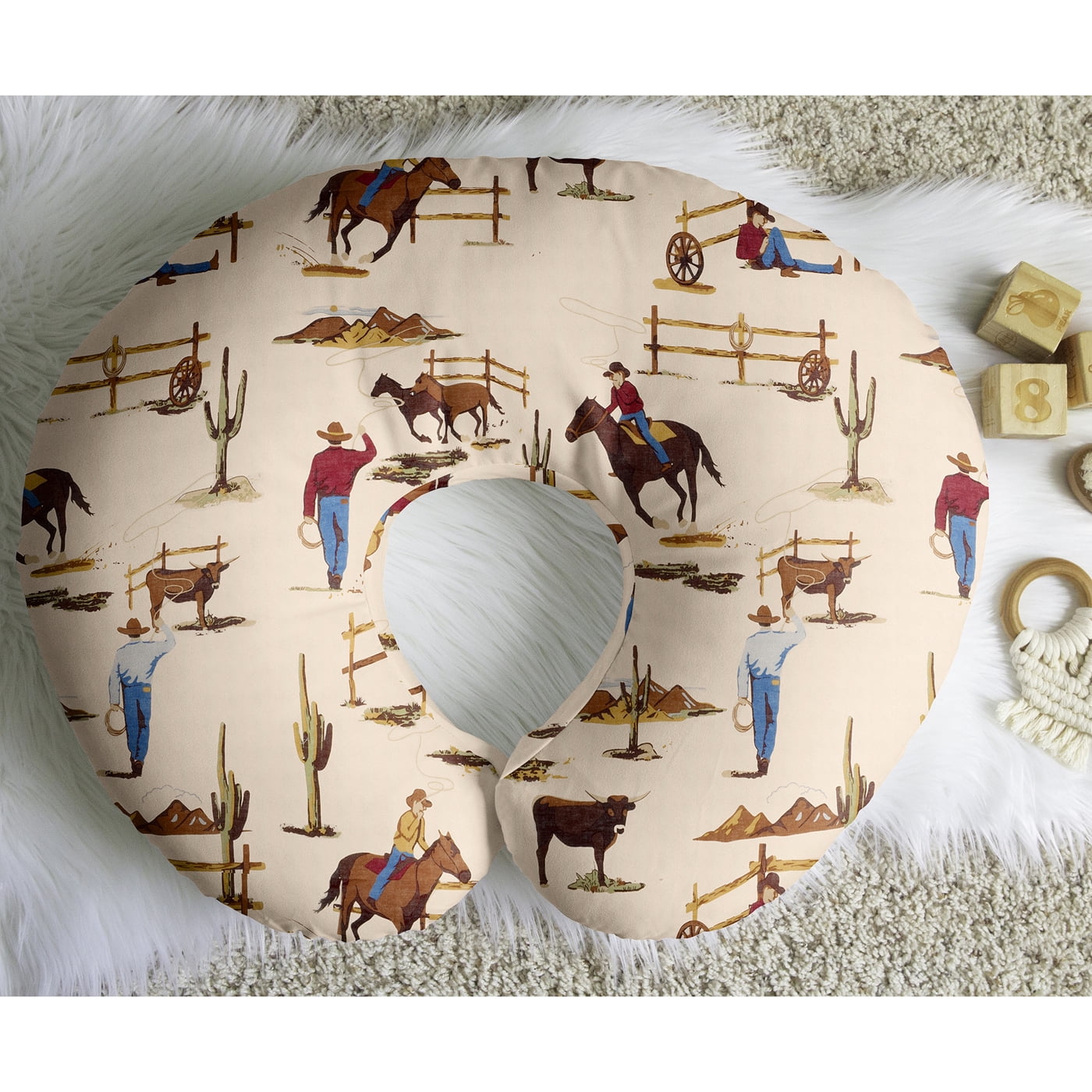 Sweet Jojo Designs Wild West Cowboy Brown Red Blue Nursing Pillow Cover Case (Pillow Not Included) (Pillow NOT Included)