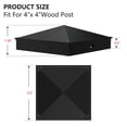 thumbnail image 2 of Tapones para postes de valla AXWHYS en forma de pirámide de aluminio 4x4, negro mate, 4 unidades, 2 of 8