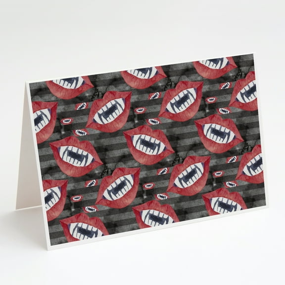 Watecolor Halloween Vampire Teeth Greeting Cards and Envelopes Pack of 8