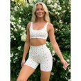 thumbnail image 3 of LMLYSoH Women's Summer Outfits Slim Fit Fruit Bow Pattern Sports Sleeveless Camisole Crop Tops with Tight Shorts 2 Pcs Set, 3 of 7