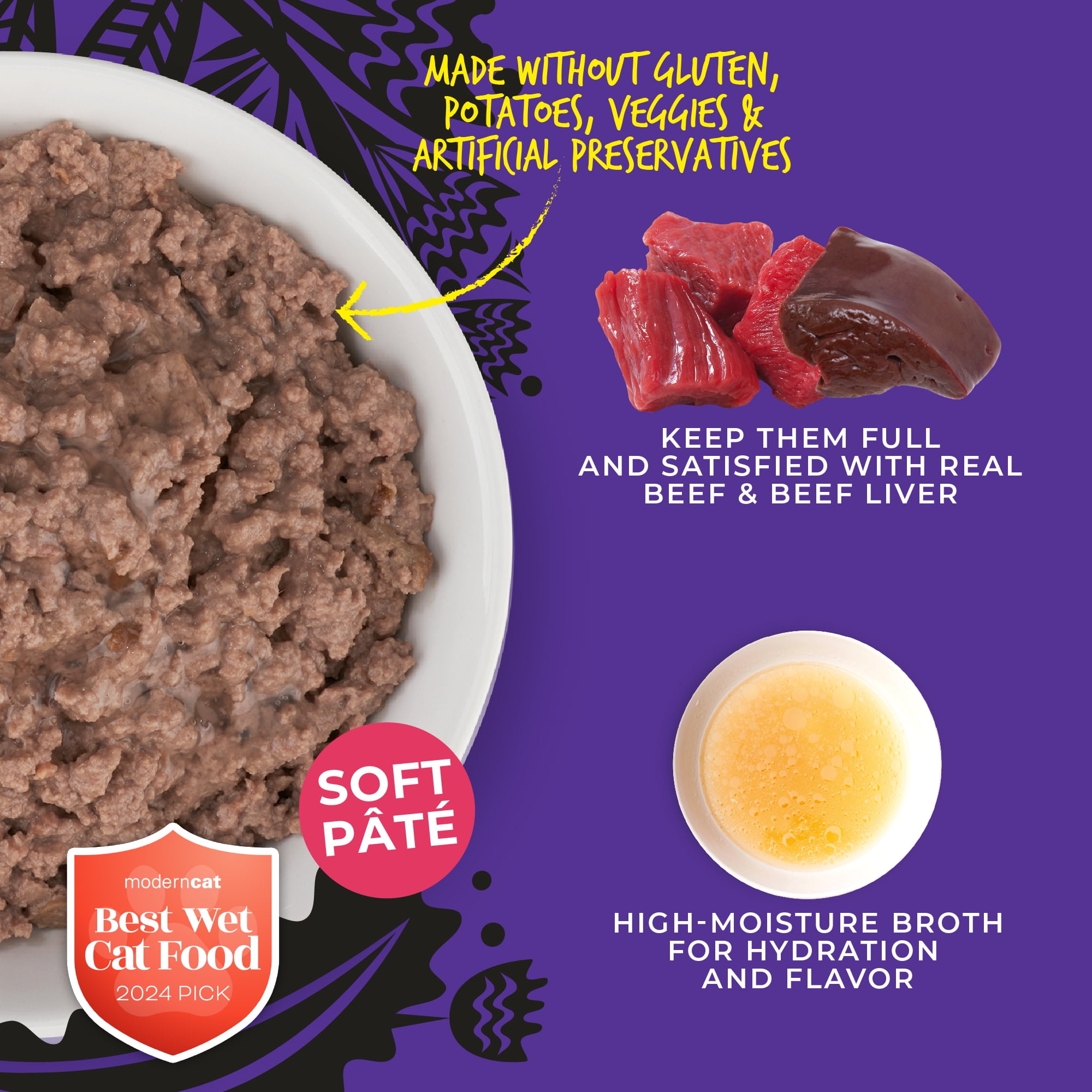 (6 pack) Tiki Cat After Dark Soft Pate Wet Cat Food, Beef & Beef Liver Recipe, 5.5 oz. Can