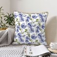 thumbnail image 4 of KLL Blue Flax Flowers Decorative Throw Pillow Covers Velvet Soft for Couch Sofa Bedroom Living Room Outdoor (No pillow core)- 18"x18", 4 of 5