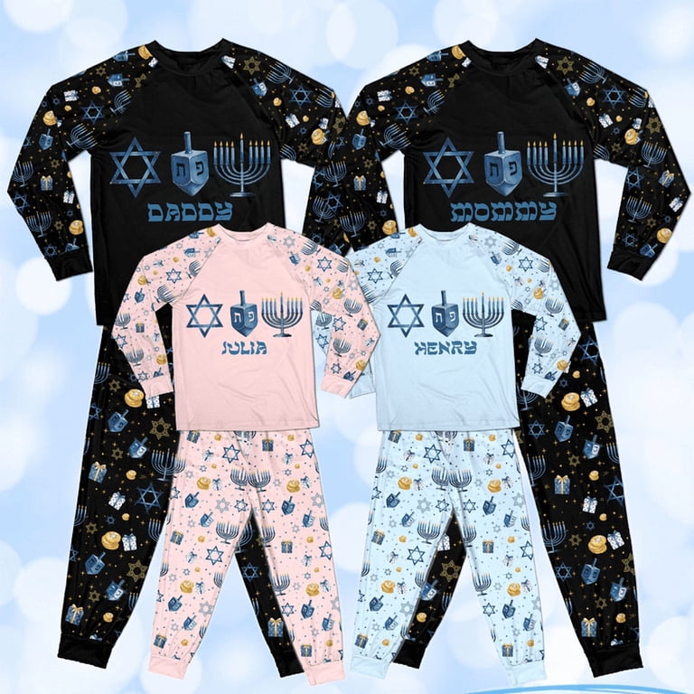 Engrave Leds PAVIG Personalized Hanukkah Pajama Set, Holiday Festival of Lights ...