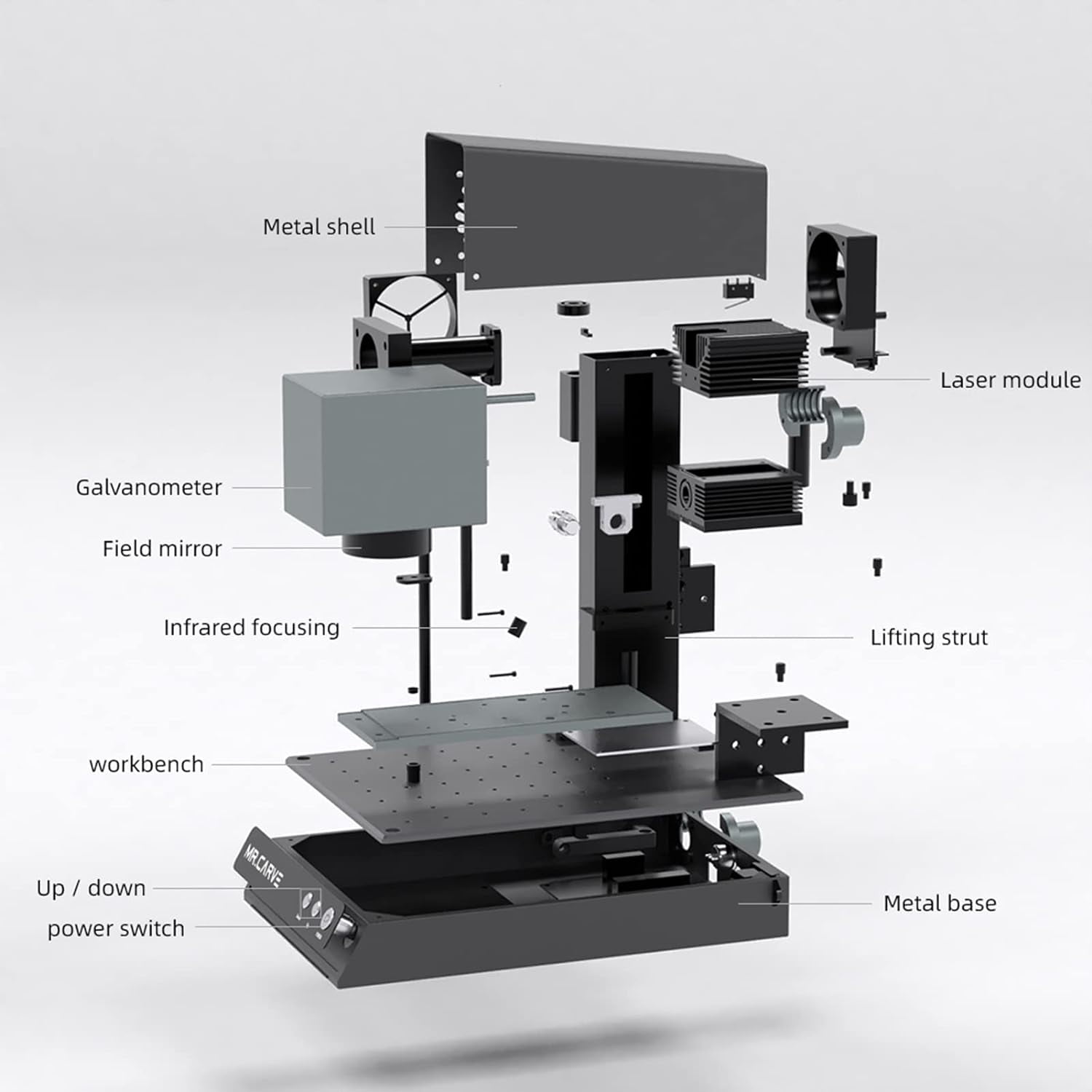 Phezer M1 PRO 10W La/ser Engraver, 0.001mm Higher Accuracy DIY Fiber La/ser Marking and Engraver Machine, Portable Desktop Industrial Fiber Engraving Machine for Factory and Home Wood Matel