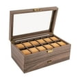 thumbnail image 4 of 24 Slot Leather Watch Box Case Organizer Glass Display Jewelry Storage with Drawer, 4 of 16