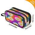 thumbnail image 3 of 3-Layer Zipper Pencil Case Pencil Pouch Large Capacity Pencil Pouch for Travel and Office Supplies Colorful Daisy Flowers, 3 of 8