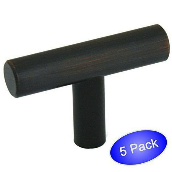 Cosmas 305ORB Oil Rubbed Bronze Cabinet Hardware Euro Style T Bar Knob - 2" Overall Length - 5 Pack