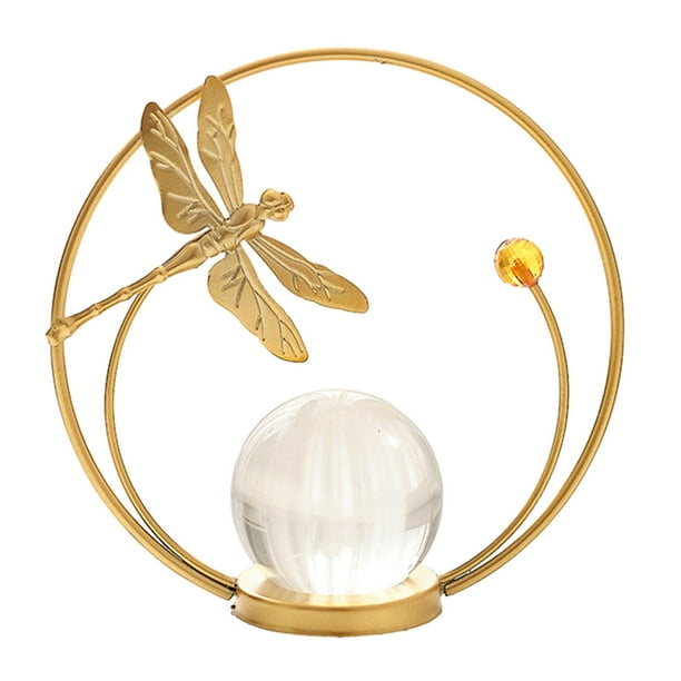 Escultura de bola de cristal de metal, figura decorativa para el hogar, 50 mm Libélula