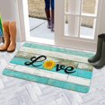 thumbnail image 5 of Love Sunflower Teal Wood Doormats,No Slip Durable Welcome Mats Decorations Floor Door Mats for Indoor Outdoor Kitchen, 5 of 6