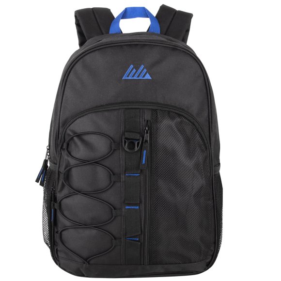 Summit Ridge Single Multi-Pocket Bungee Cord Backpack for Travel and Commuting in Black