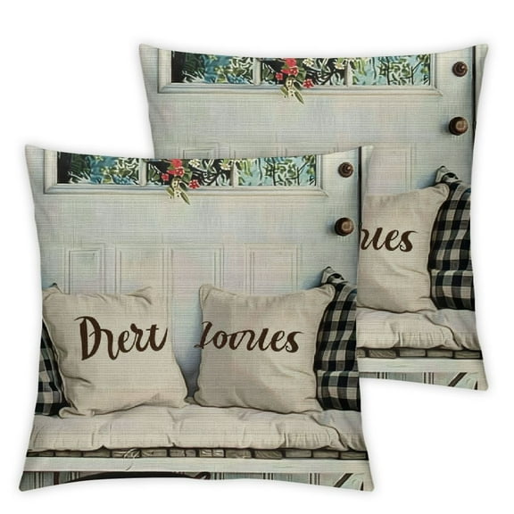 nygtbtfer Welcome to Our Porch Pillow Covers Outdoor Porch Pillows Black and Cream Decorative Throw Pillow Cases Decorations Cushion Covers for Porch Home Decor White