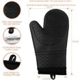 thumbnail image 2 of Guantes para horno Manoplas de silicona para horno, resistentes al calor hasta 260 °C, guantes largos antideslizantes para cocinar y hornear (negro), 2 of 5