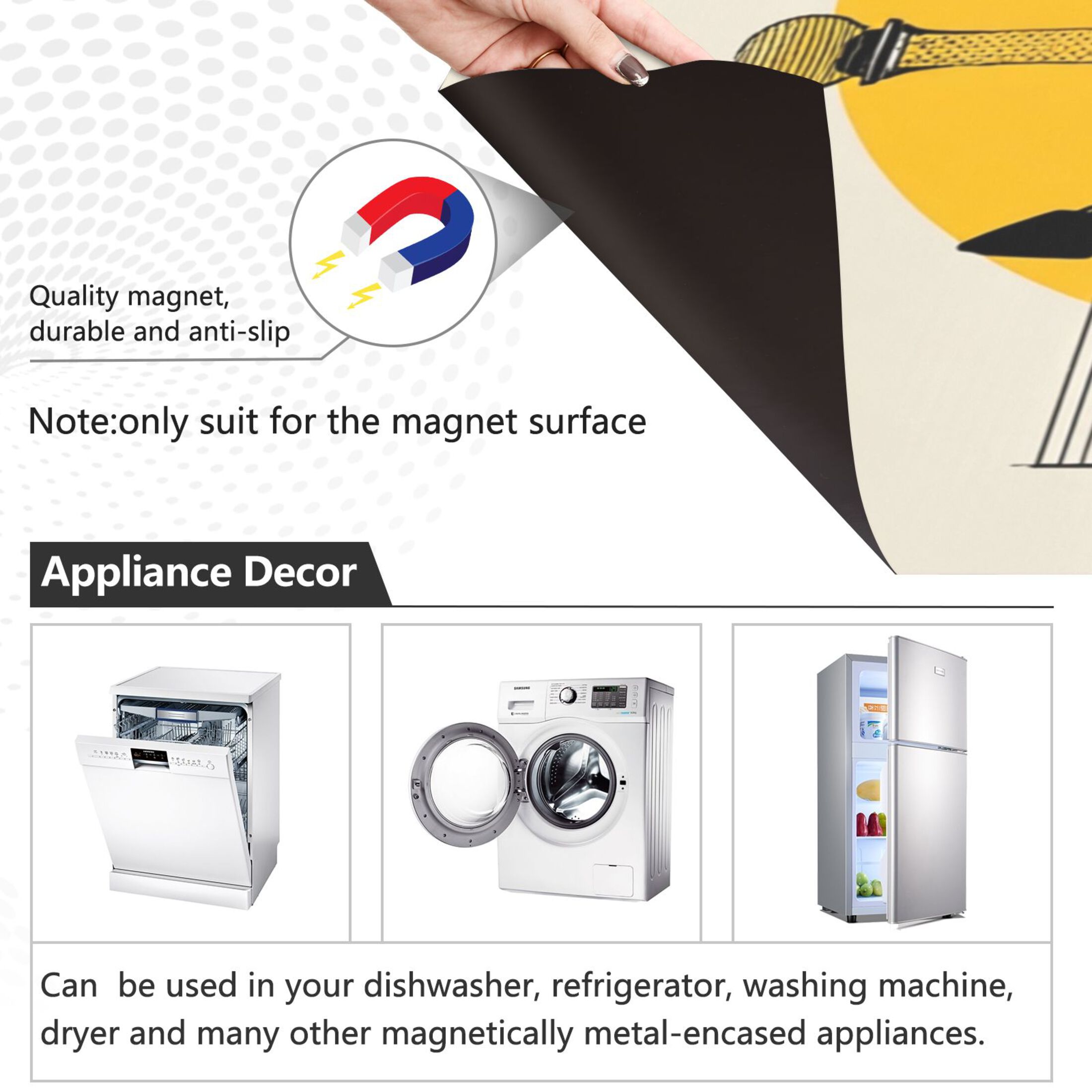 IAUYY Magnetic decorative sticker - 23x26 Inch PVC Refrigerator Decorative Cover, Removable DIY Art for Kitchen Appliances Graphic and Musical Elements