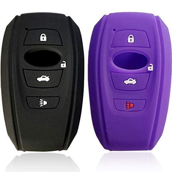 Dobrev Keyless Remote Smart Key Case Colorful Skin Protector Entry Fob Cover for 2019-2020 Subaru Forester, Impreza, Outback, WRX, BRZ, XV Crosstrek 4 Button (Black and Purple)