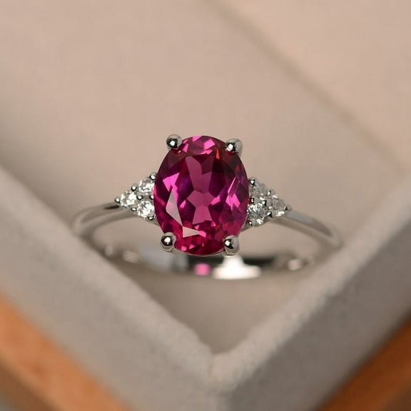 Natural Pink Ruby Ring, 925 Sterling Silver Ring, Gift for Her, Gemstone Ring, Birthstone Rings for Women, Gift For Her