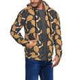 thumbnail image 2 of Wukai Chicken Legs Print Men's Zip-Up Hoodie,Fleece Full-Zip Hoodie for Men, Hooded Sweatshirt-3X-Large, 2 of 5