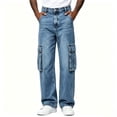 thumbnail image 7 of GrmtClth Men's Baggy Jeans Elastic Waist Jean Pants with Drawstring Relaxed Fit for Casual Daily Wear Cargo Pants with Pockets M, 7 of 7