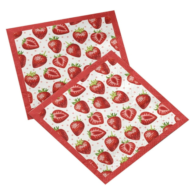 Kabnic Decorative Paper Plates Strawberry Party Theme Tableware Set Disposable Decorative Tableware Paper Set