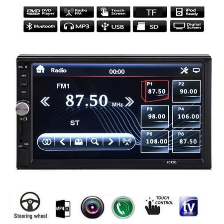 7012B 7" Double Din Car Stereo Auto Multimedia Player Kit HD Touch Screeen With Blueto oth iPod FM TF TV MP5 Camera Input