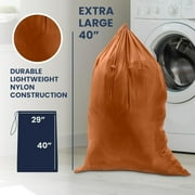 Maypes Heavy-Duty Nylon Laundry Bags with Carrying Strap, Dirty Clothes Hamper, Camel, 29x40