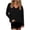 Black, variant on Womens Blouses Casual Solid Pleated Long Sleeve V-Neck Tops Daily Shirts S-2XL