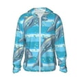 thumbnail image 2 of Uemuo Dolphin Pattern Women's Full Zip UPF 50+ Sun Protection Hoodie Jacket Long Sleeve Sun Shirt Hiking Outdoor Performance with Pockets-, 2 of 9