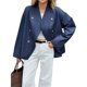 thumbnail image 1 of Gabardina Corta para Mujer, Abrigo Holgado de Larga con Solapa y Doble Botonadura, Ropa de Abrigo de Moda Azul Marino XL, 1 of 7