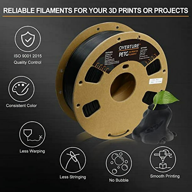 OVERTURE PLA Filament 1.75mm PLA 3D Printer Filament, 1kg Cardboard Spool  (2.2lbs), Dimensional Accuracy +/- 0.03mm, Fit Most FDM Printer