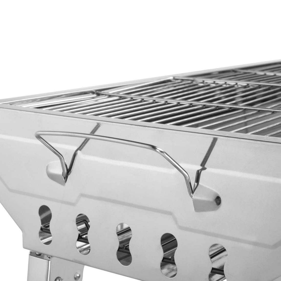 27.95 x 12.99 x 27.56 Portable Charcoal Grill with Carbon Mesh,Anti-Scalding Handle,Stainless Steel Barbecue Stove for Outdoor Party Camping Picnic, Silver