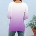 thumbnail image 6 of CYMMPU Gradient Color 3/4 Length Sleeve Summer Fall Plus Size Tunic Tops Shirts Basic Tees Business Work Blouses Button up Scoop Neck Vintage 2025 Clothes for Women Purple M, 6 of 7