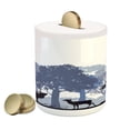 thumbnail image 1 of Moose Piggy Bank, Forest Design Abstract Woods North American Wild Animals Deer Hare Elk Trees, Ceramic Coin Bank Money Box for Cash Saving, 3.6" X 3.2", Black White Grey, by Ambesonne, 1 of 4