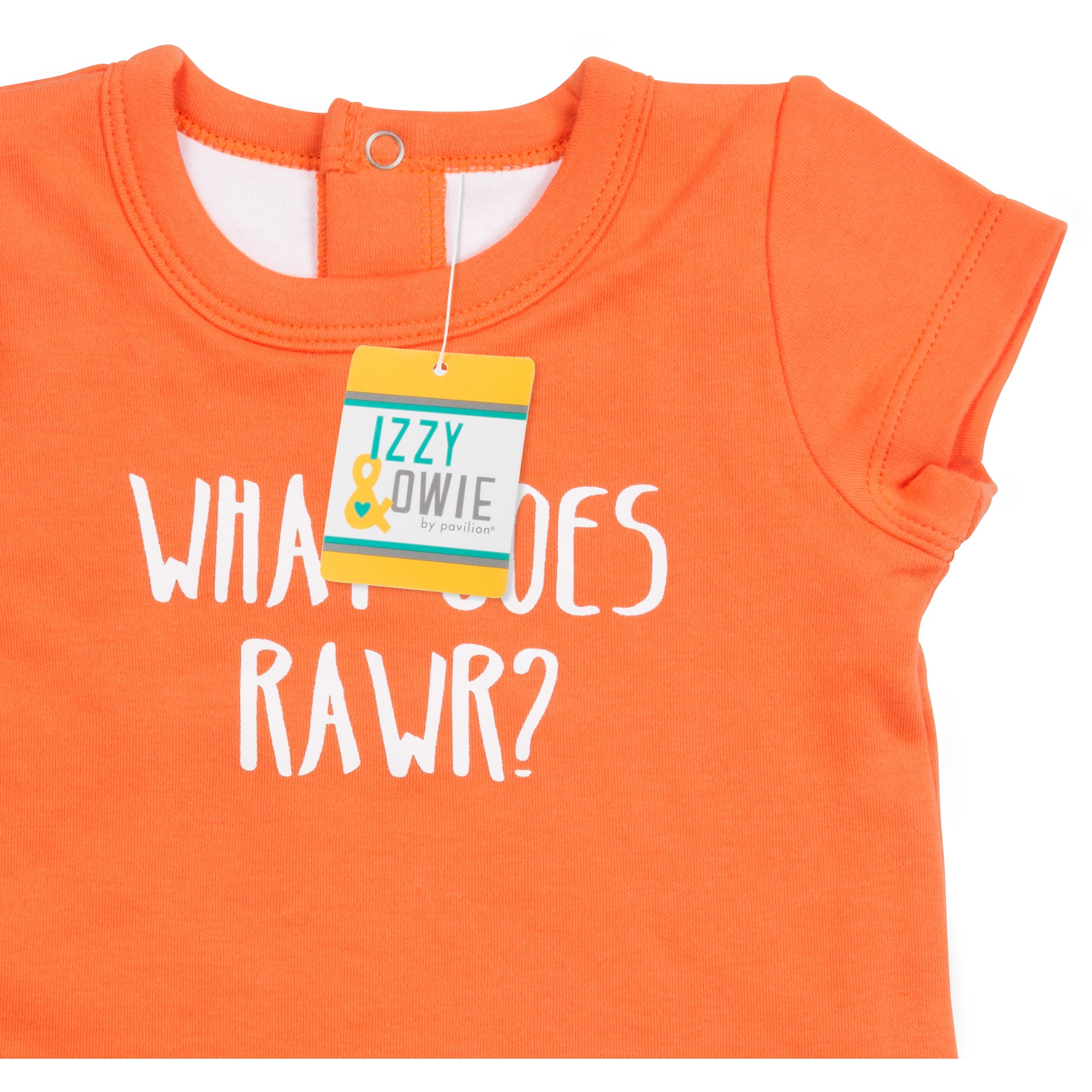 Pavilion Gift Company - Orange Dino - 6-12 Months Shw-onesie