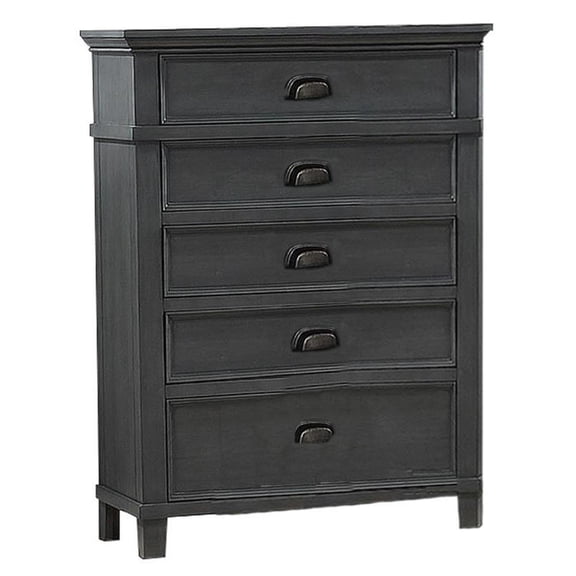 Sandy Bedroom Cappuccino Wood Chest with 5 Drawers