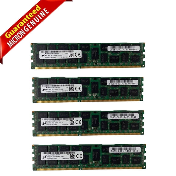 Lot of 4 Micron 8GB DDR3 ECC RDIMM Server RAM Kit 4×8GB PC3-12800R