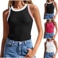 thumbnail image 1 of JDQJBZ Gilet Sans Manches pour Femmes, Couleur Unie, Lien Contrasté, Col Rond, Haut de Superposition, 1 of 5