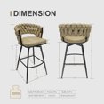 thumbnail image 3 of 360 Swivel Upholstered Counter Stool with Black legs Barstools No Adjustable, Modern Suede Woven Bar Stools with Black Metal Footrest and Base, for Bars, Dining Room, (Light Brown), 3 of 7