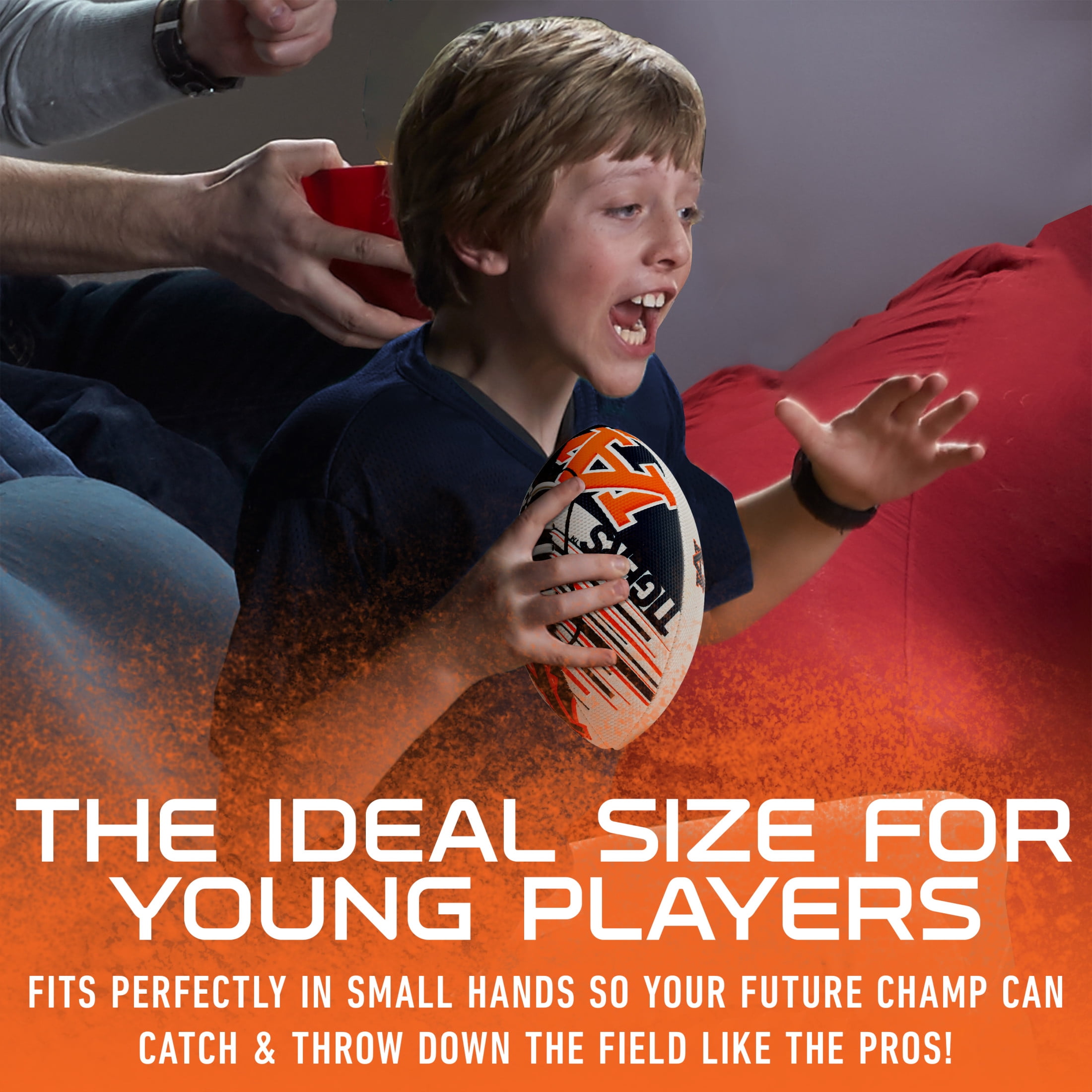NCAA Auburn Tigers Football - Youth Mini Football - 8.5" Football- SPACELACE Easy Grip Texture- Perfect for Kids !