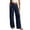 Navy, variant on Tanghaowl Women's Pants, Elegant Pleated Wide Leg Tows Daytime Comfort Fit Women's Casual Bottoms For Everyday Wear With Elastic Waist And BreathableDesign Navy L