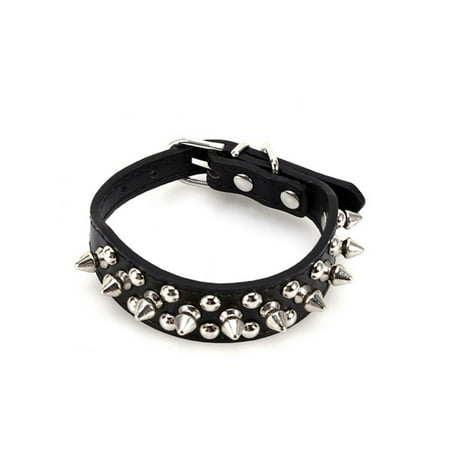 Cat Black Leather (Lv. life Pet Adjustable PU Leather Studded Spiked Buckle Cat Puppy Dog Collar Rivet Strap Black XS , Cat Collar, PU Leather)