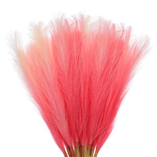 Unique Bargains 8Pcs Faux Pampas Grass 35.4' Tall 9 Branches Artificial Reed Fluffy Stems for Home Kitchen Vase Pink