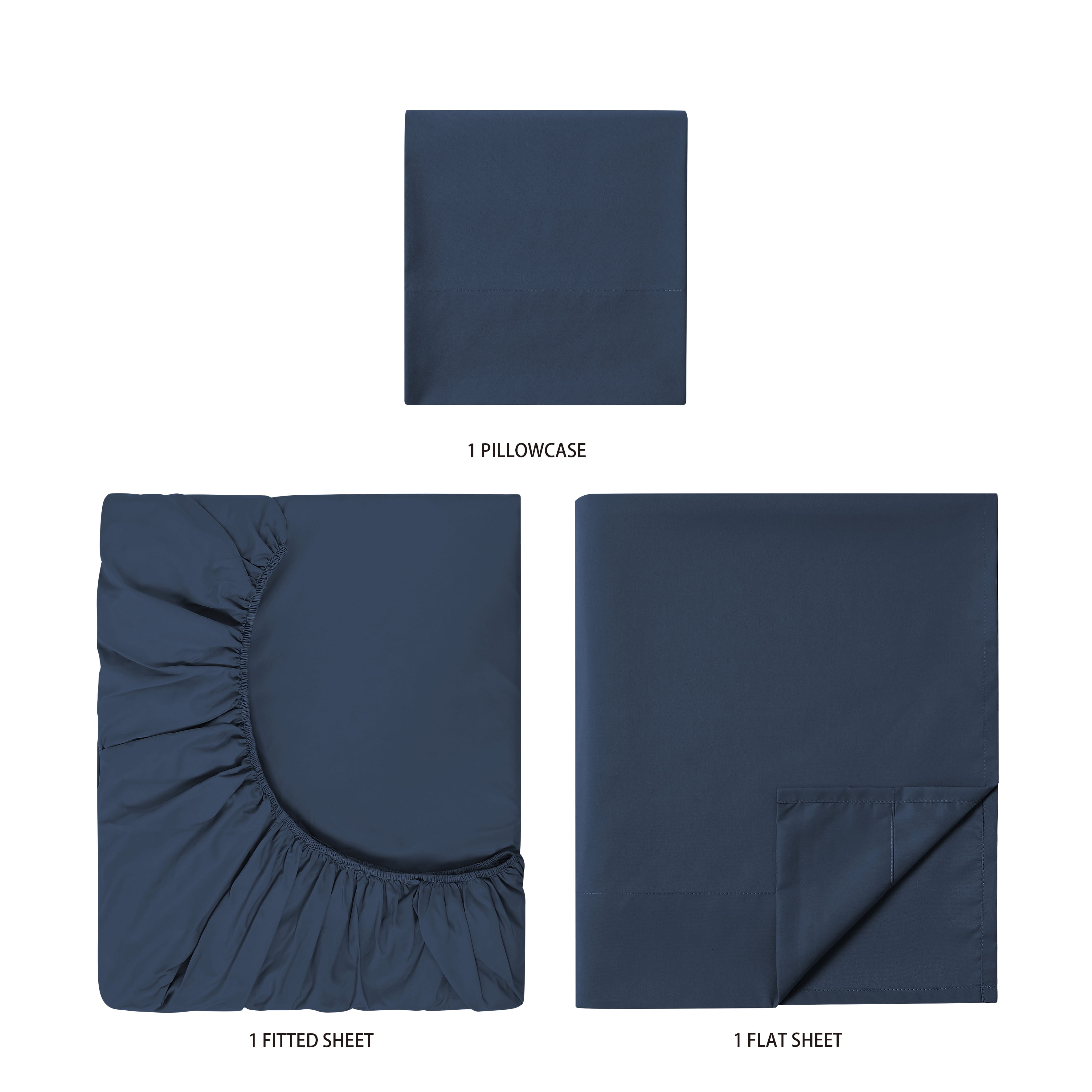 Mainstays Comfort Chill Microfiber Bed Sheet Set, Twin, Washed Indigo, 3 Piece