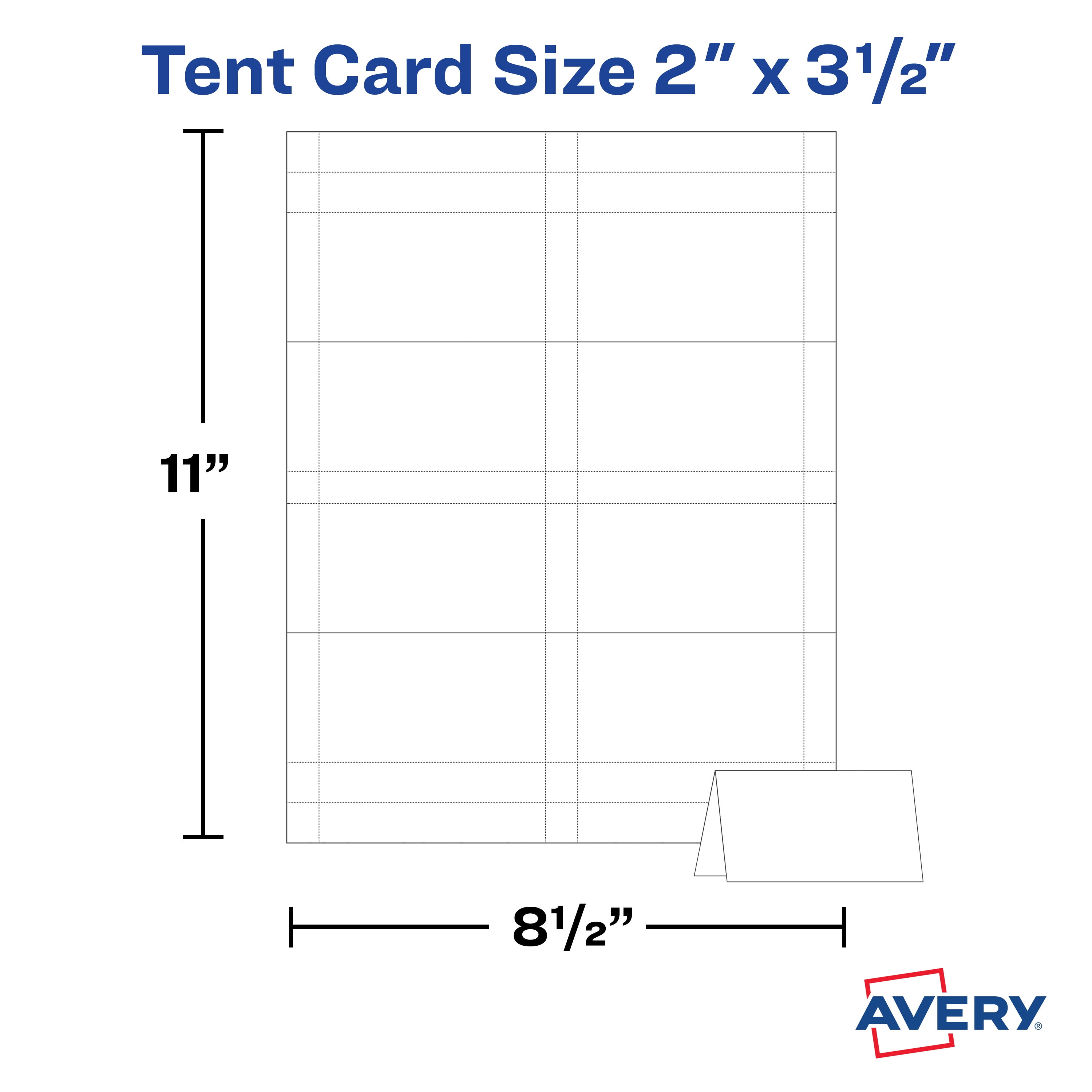 Laser & Inkjet White 2 x 3.5 inches Pack of 100 Small Tent Cards 