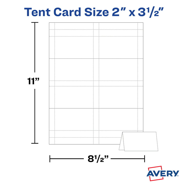 Avery Printable Small Tent Cards, 2 inch x 3.5 inch, Two-Sided Printing, Matte White, 2 Pack, 320 Cards Total (5812)
