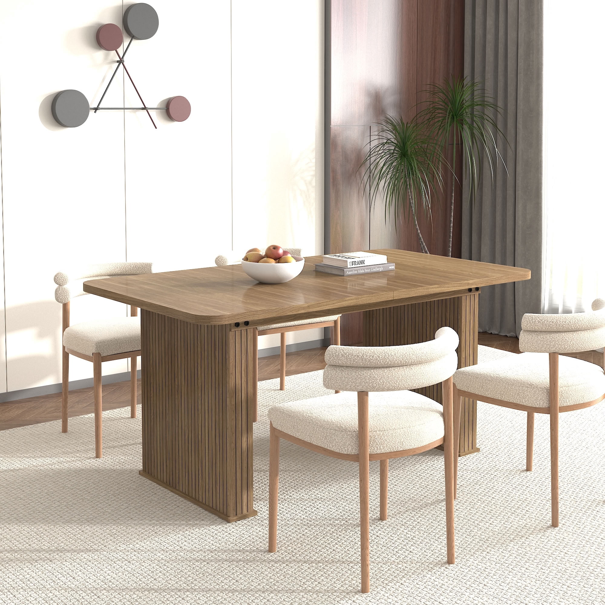 MAYEERTY Extendable Rectangular Dining Table for 6-10 People, Modern Extendable Kitchen Dining Table for Dining Room, Apartment, Kitchen, Family Gathering Furniture