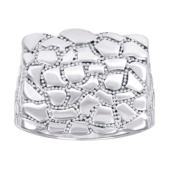 925 Sterling Silver Mens Nugget Square Head Fashion Ring 19x19mm Wide Size 11 Ring for Men