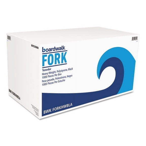 Heavyweight Polystyrene Cutlery, Fork, Black, 1000/carton | Bundle of 2 Cartons